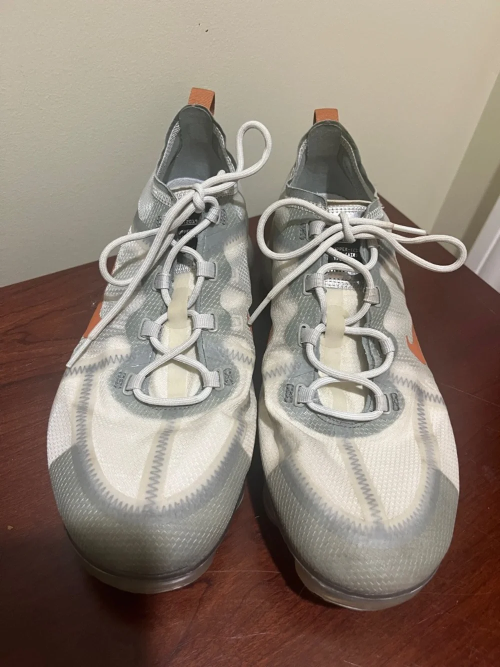 Nike Air Vapor Max  2019 Sneakers - White & Orange Accents